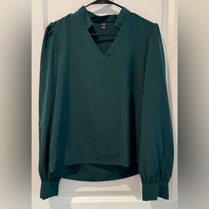SHEIN Dark Green V-Neck Blouse